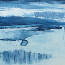 Load image into Gallery viewer, Abstract art painting with blue and white brush strokes called Sea Cells by Sarah Knight Art