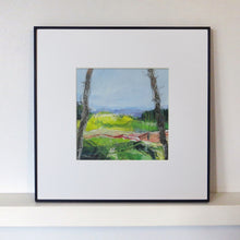 Load image into Gallery viewer, Framed colorful landscape painting with trees and fields called French Landscape III by Sarah Knight Art