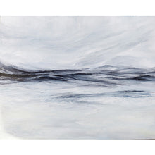Load image into Gallery viewer, Great White Storm painting by Sarah Knight, sweeping sea and waves in monochrome palette
