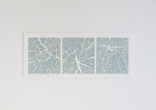 Load image into Gallery viewer, Linocut Grooved Wood by Sarah Knight Art in Oval Room Blue