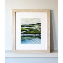 Load image into Gallery viewer, Artistic depiction of a marshland with water and grasses, original pastel by Sarah Knight Art