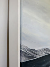 Load image into Gallery viewer, Abstract painting with wavy lines and a mountain-like shape on a white background