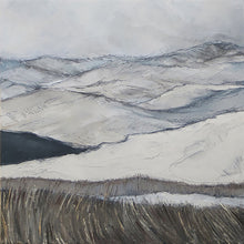 Load image into Gallery viewer, Semi-abstract oil painting of Scottish andscape Winter Hills by Sarah Knight