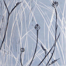 Load image into Gallery viewer, Hand printed linocut by artist Sarah Knight in yellow and grey or brown and blue. Limited edition made with hand mixed inks.