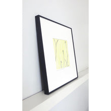 Load image into Gallery viewer, Hand printed linocut by artist Sarah Knight in yellow and grey or brown and blue. Limited edition made with hand mixed inks.
