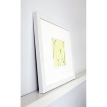 Load image into Gallery viewer, Hand printed linocut by artist Sarah Knight in yellow and grey or brown and blue. Limited edition made with hand mixed inks.