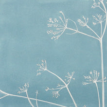 Load image into Gallery viewer, Cow Parsley hand printed linocut finished with pencil details by London artist Sarah Knight in Stone Blue

