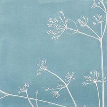 Load image into Gallery viewer, Cow Parsley hand printed linocut finished with pencil details by London artist Sarah Knight in Stone Blue