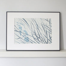 Load image into Gallery viewer, Denham Grasses in Stone &amp; Hague Blue by Sarah Knight Framed
