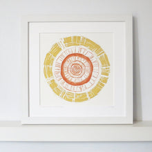 Load image into Gallery viewer, Grooved in Ochre & Burnt Orange by Sarah Knight White Frame