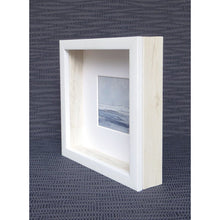 Load image into Gallery viewer, Seascape IX by Sarah Knight. An original semi-abstract mini oil seascape of stormy seas in blues and greys with optional frame side