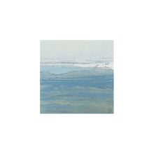 Load image into Gallery viewer, Seascape XVIII by Sarah Knight. An original semi-abstract mini oil seascape of calm seas in blue, green and grey with optional frame