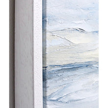 Load image into Gallery viewer, Seascape in Cerulean Blue by Sarah Knight. An original semi-abstract large oil seascape painted in shades of blue, white and grey frame detail
