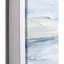 Load image into Gallery viewer, Seascape in Cerulean Blue by Sarah Knight. An original semi-abstract large oil seascape painted in shades of blue, white and grey frame detail