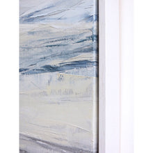 Load image into Gallery viewer, Seascape in Cerulean Blue by Sarah Knight. An original semi-abstract large oil seascape painted in shades of blue, white and grey detail