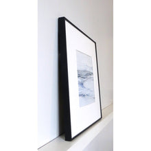 Load image into Gallery viewer, Seascape in Lismer Blue by Sarah Knight. An original semi-abstract mini oil seascape of calm seas in blue, green and grey with optional frame side