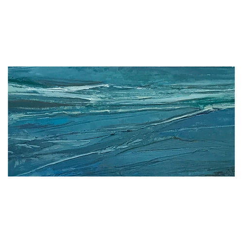 Original small seascape oil painting Teal Slipstream by Sarah Knight