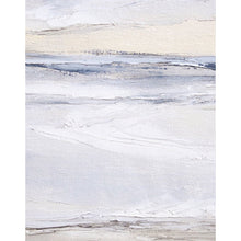 Load image into Gallery viewer, Tofino Seascape by Sarah Knight. An original semi-abstract oil seascape painted in shades of blue and grey framed in white wood

