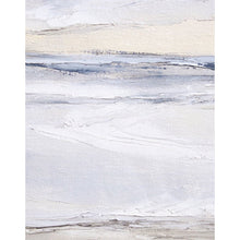 Load image into Gallery viewer, Tofino Seascape by Sarah Knight. An original semi-abstract oil seascape painted in shades of blue and grey framed in white wood