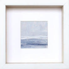 Load image into Gallery viewer, Seascape IX by Sarah Knight. An original semi-abstract mini oil seascape of stormy seas in blues and greys with optional frame Wall