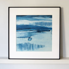 Load image into Gallery viewer, Abstract art painting with blue and white brush strokes called Sea Cells by Sarah Knight Art
