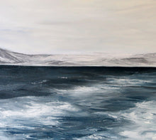 Load image into Gallery viewer, Abstracted seascape of Norway with cloudy sky and dark waves.
