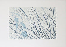 Load image into Gallery viewer, Denham Grasses in Stone &amp; Hague Blue by Sarah Knight in Mount
