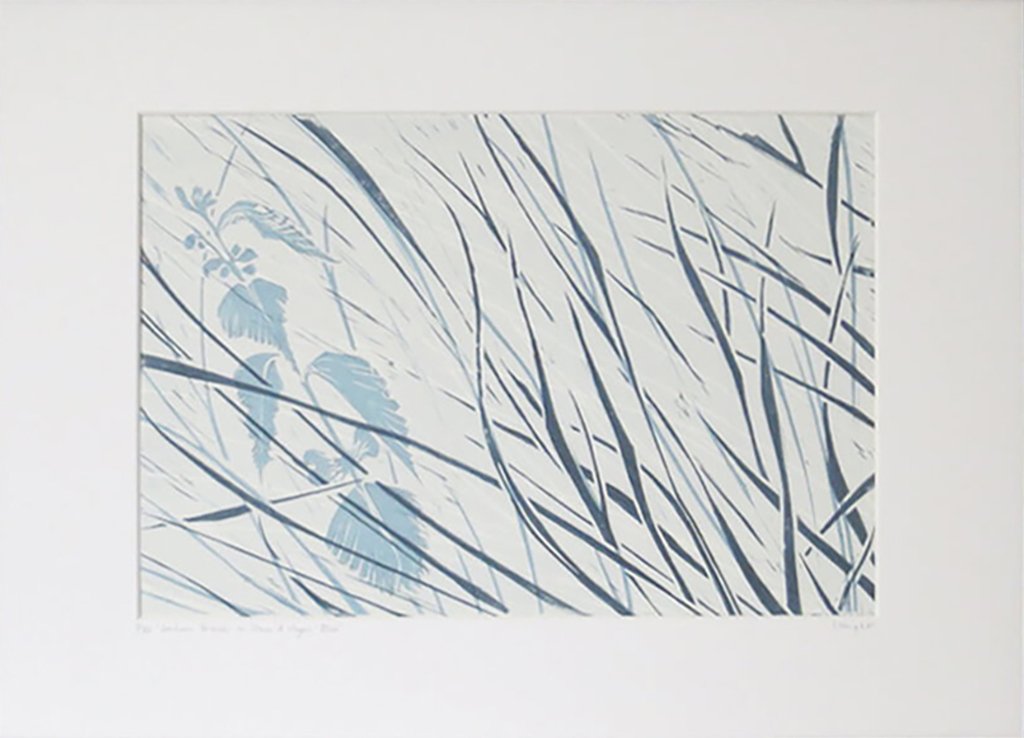 Denham Grasses in Stone & Hague Blue by Sarah Knight in Mount