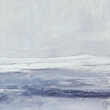 Load image into Gallery viewer, Seascape IX by Sarah Knight. An original semi-abstract mini oil seascape of stormy seas in blues and greys with optional frame

