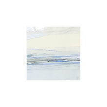 Load image into Gallery viewer, Seascape XIV by Sarah Knight. An original semi-abstract mini oil seascape of calm seas in blue, cream and grey with optional frame
