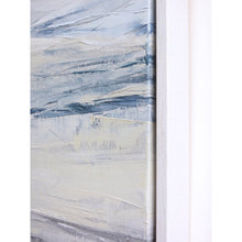 Load image into Gallery viewer, Seascape in Cerulean Blue by Sarah Knight. An original semi-abstract large oil seascape painted in shades of blue, white and grey detail
