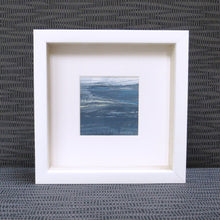 Load image into Gallery viewer, Seascape VIII by Sarah Knight original semi-abstract mini oil seascape palette knife painting in shades of grey blue and turquoise

