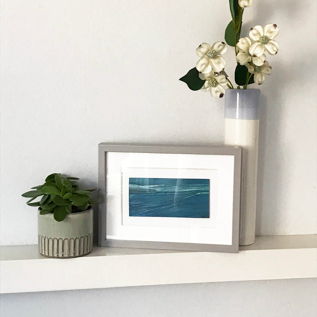 Original framed ocean oil painting Teal Slipstream by Sarah Knight Detail