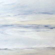 Load image into Gallery viewer, Tofino Seascape by Sarah Knight. An original semi-abstract oil seascape painted in shades of blue and grey detail
