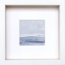Load image into Gallery viewer, Seascape IX by Sarah Knight. An original semi-abstract mini oil seascape of stormy seas in blues and greys with optional frame Wall
